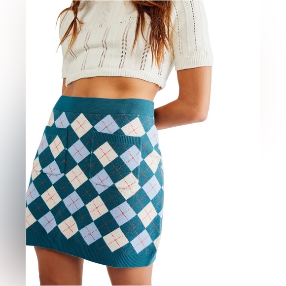 NWT Free People Argyle Viola Sweater Mini Skirt - Picture 2 of 3